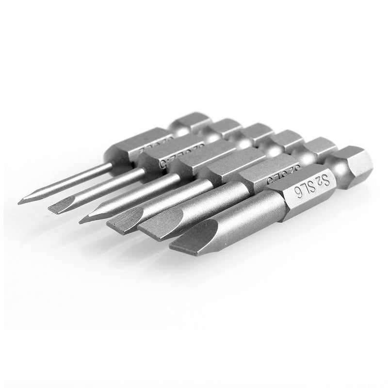 Rocaris 6pcs 2 in 2.0-6.0mm Flat Head Slotted Tip Magnetic Slotted Screwdrivers Bits Multifunctional Alloy Steel Screwdriver Set - Image 3